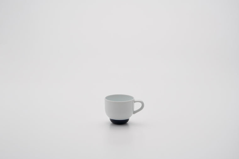 Coffee Cup with Handle / White/Dark Blue